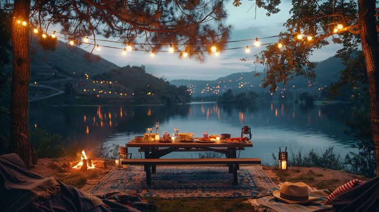 Evening calm lighting and dinner